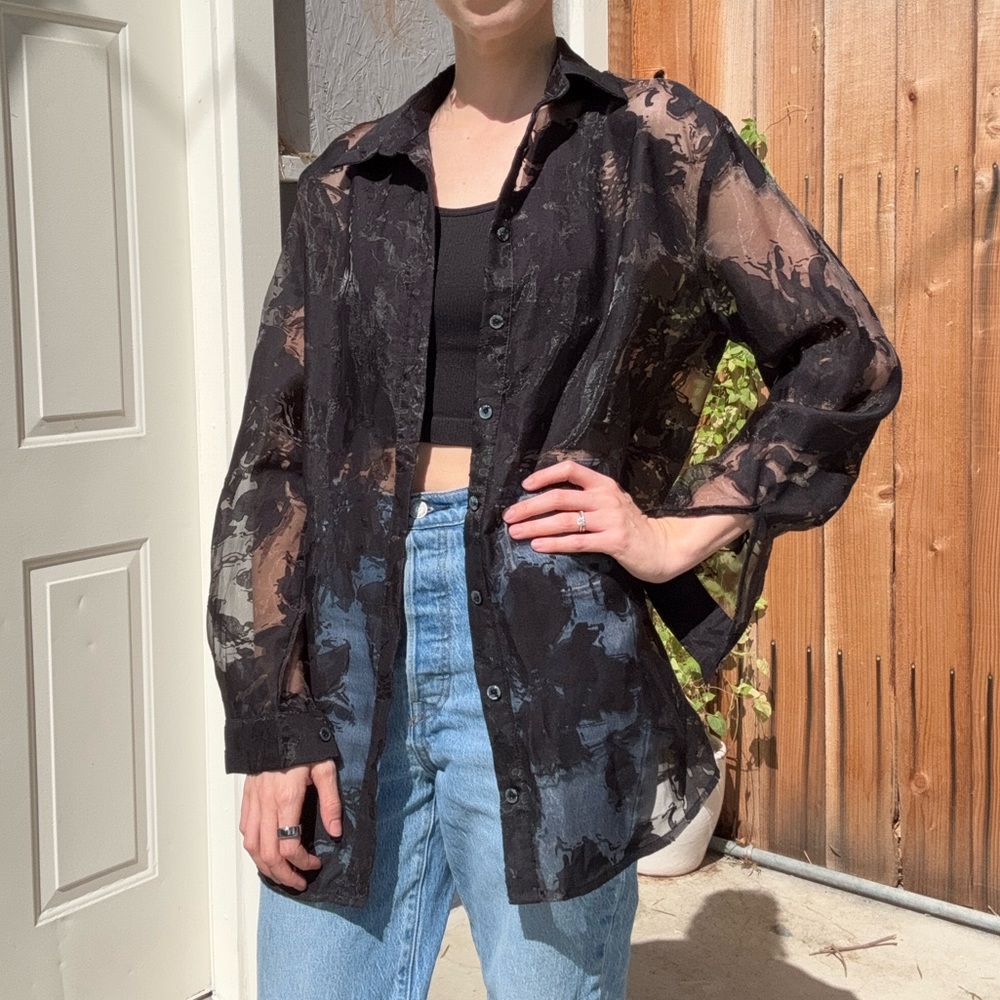Disturbia Spectre Sheer Loose Shirt in Size 4